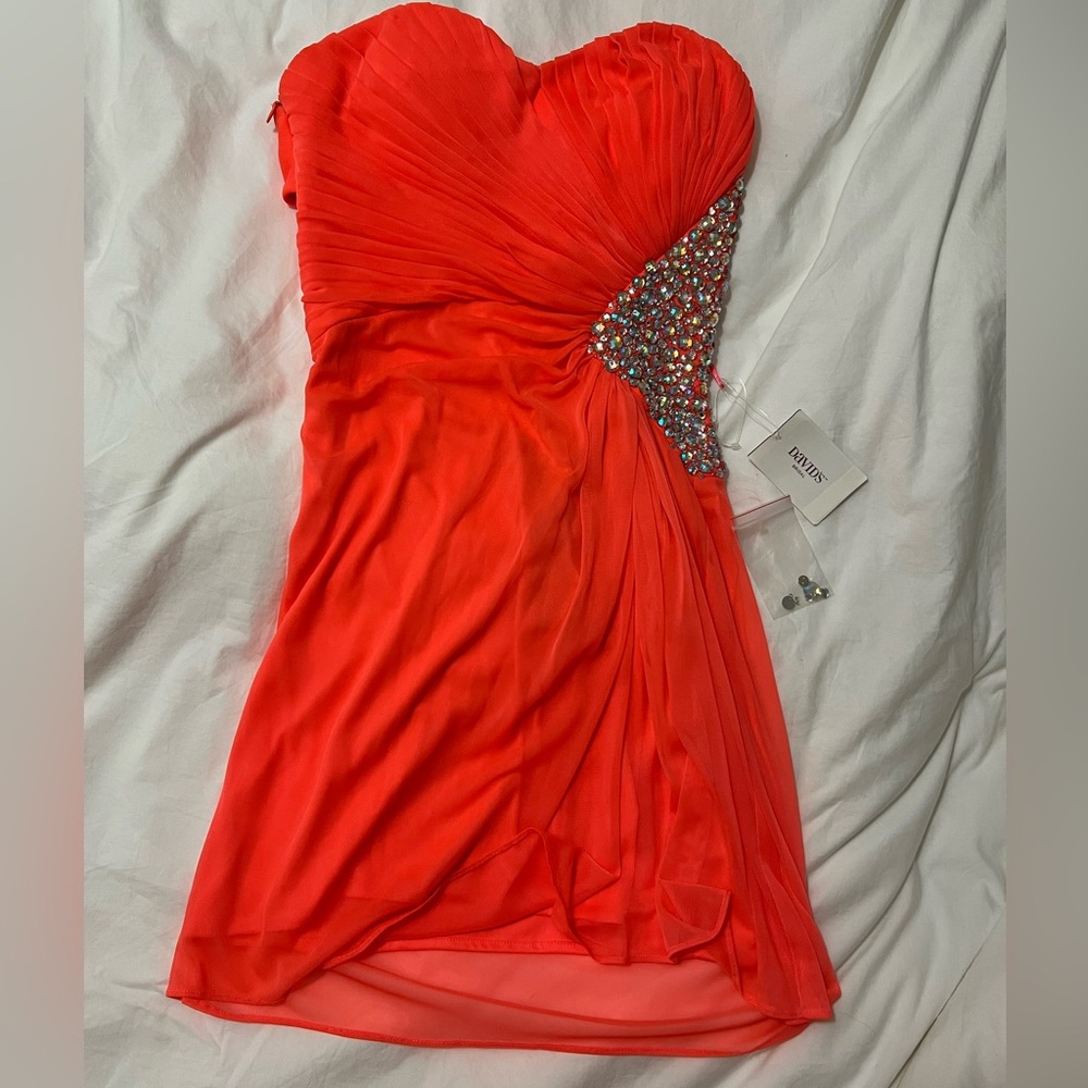 David bridal neon dress with gem stones size 5